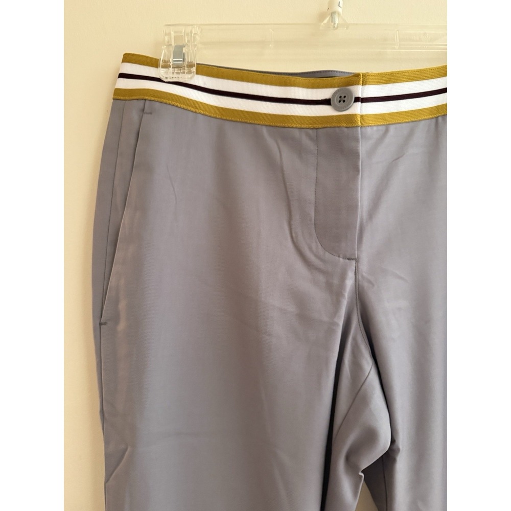 NWT Wildfang Taped Trouser 6 Gray Gold white Band 30x29" - Picture 2 of 3